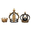 Sterling Crowns in Black and Gold Leaf (Set of 3)