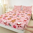 thumbnail image 3 of Manfei Teens Santa Claus Bed Sheets, Christmas Stars Print King Sheets, Gingerbread Man Dessert Sheet Set, Super Cozy Room Decor, 4-Piece, 3 of 7