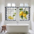 thumbnail image 4 of Yellow Lemon Kitchen Curtains 45 Inch Length, Wooden Summer Botanical Black White Checkered Tiers Curtains for Bathroom Bedroom Cafe, Light Filtering Small Window Treatment Drapes 2 Panels 42"Wx45"L, 4 of 8