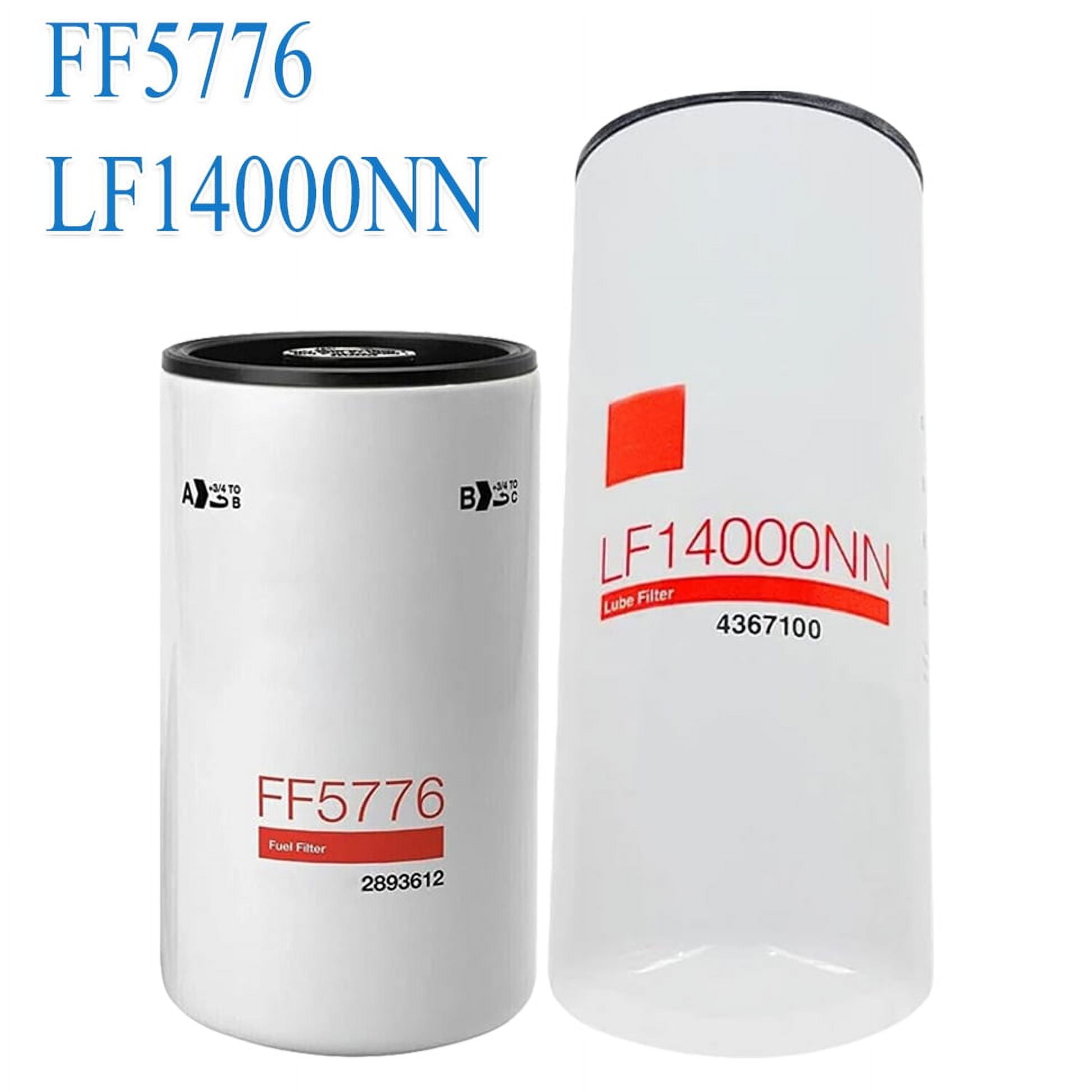 Pack of 2 Oil Fuel Filter Change Kit Fits For Cummins ISX LF14000NN FF5776