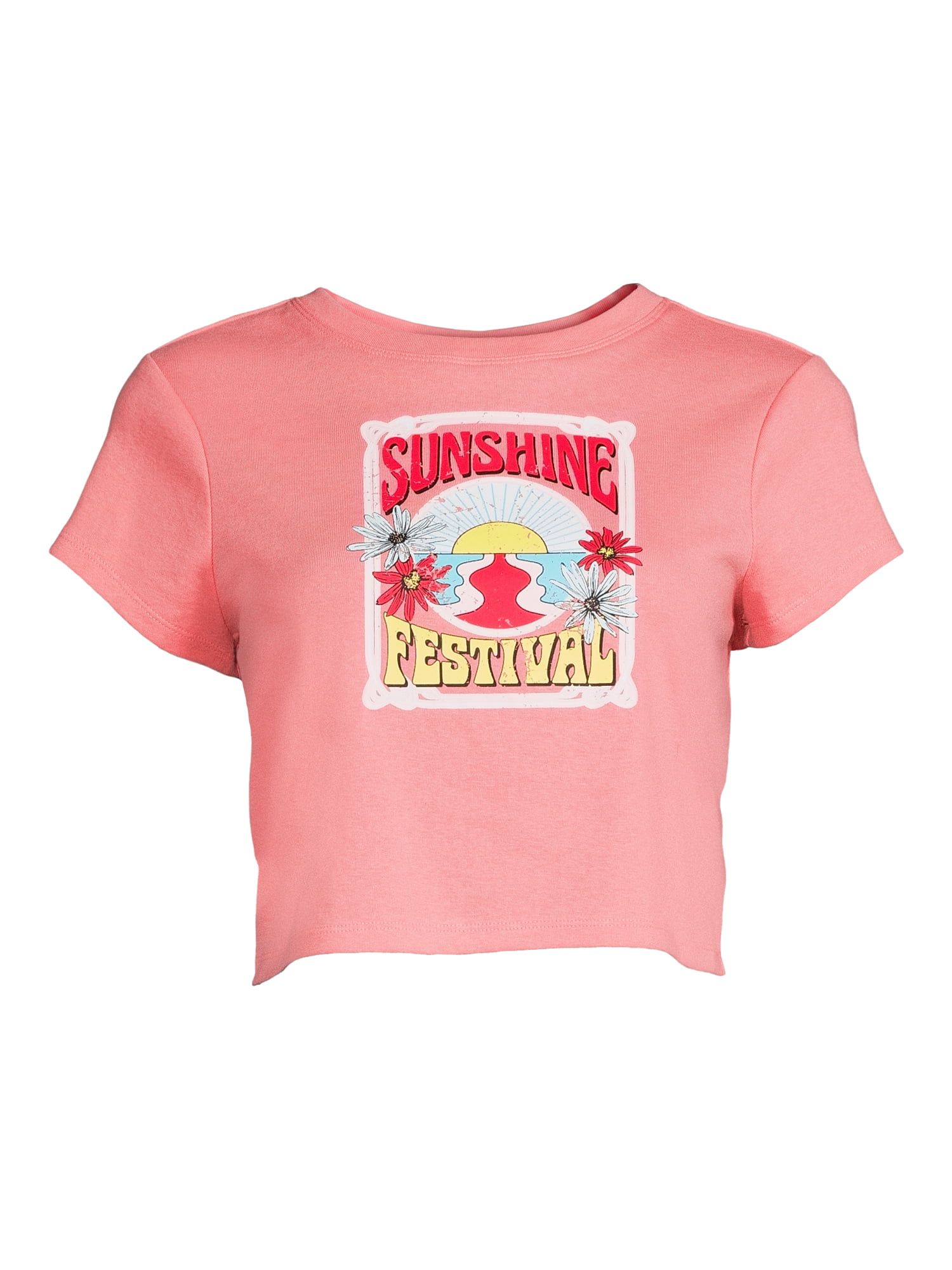 Celebrity Pink Juniors and Juniors Plus Graphic Cropped Sleep Tee with  Short Sleeves, Sizes XS-3X 