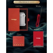 Swiss Retro Soft-Flame Brass Kerosene Lighter,Automatic Ignition, Refillable, Safety Lock, Electroplated, Engraving, Luxury, Collectible, Gift for Husband, Thorens Gen 1 Single Claw Water Ripple