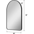 thumbnail image 4 of ANGELES HOME 24" x 36" Arched Bathroom Vanity Mirror, Wall Mounted Bathroom Mirror, Aluminum Wall Mirror for Bathroom, Copper Free Glass Vanity Framed Mirror, Matte Black, 4 of 7