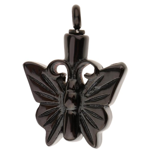 Hermosa cremación de mariposas recuerdo Cineraria Cineraria colgante Negro jinwen Colgante conmemorativo para mascotas