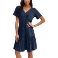 thumbnail image 1 of Vestido camisero holgado de verano con botones para mujer - Detalles de volantes, túnica informal - Tallas S-XL, 1 of 5