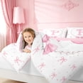 thumbnail image 4 of meiyoeat Pink Ribbon Bow 7 Pieces Full Size Bedding Sets For Girls,Lovely Bowknot Alphabet Print P Full Size Bed in a Bag For Kids,Pink Reversible, 4 of 7
