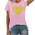 thumbnail image 4 of Women's Tops Dressy Casual Vintage Short Sleeve Tunic Tops Loose Fit Flowy Basic Tees for Sports Baseball Graphic Tops Fashion 2024 Round Neck Blouse Summer Clothes for Teen Girls Pink T Shirts M, 4 of 4