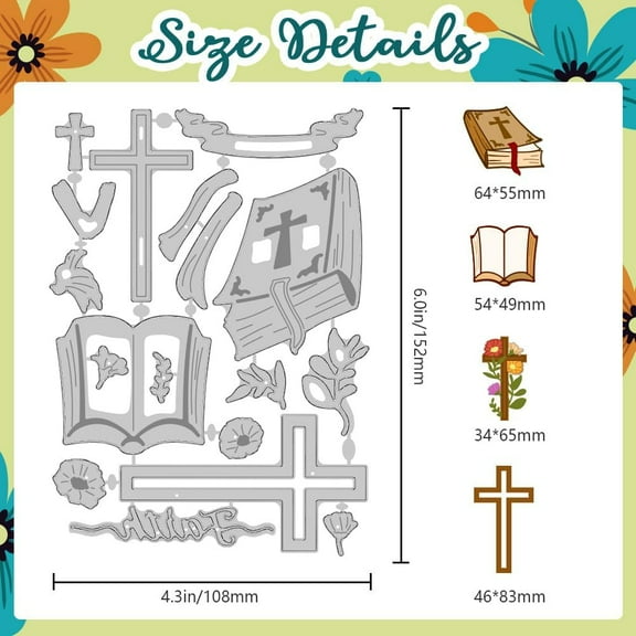 Bible Cutting Dies Cross Faith Dies Cut Metal Die Cuts Embossing Stencils Template Dies for Card Making Decoration Scrapbooking Photo Album Arts Paper Crafts Greeting Card Supplies
