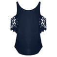 thumbnail image 4 of LoyisViDion Women'S Tops Long Sleeve Cold Shoulder Tops Neck Zipper Soild Hollow Out T-Shirt Casual Blouses Shirts Navy 6(M), 4 of 6