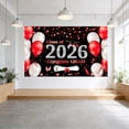 thumbnail image 2 of Class of 2026 Graduation Backdrop 6x3.6ft Black Gold Congrats Grad Banner for Photography Graduation Ceremony Party Decorations with Balloons Cake Table Banner Photo Booth Props, 2 of 6