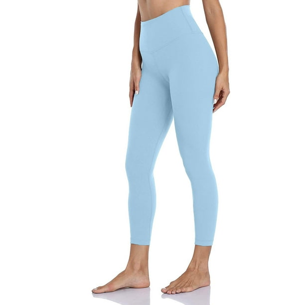 Long Pants For Women Women's High Waist Solid Color Tight Fitness Yoga  Pants Nude Hidden Yoga Pants Light Blue L JE 
