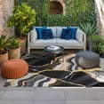 thumbnail image 2 of Black Marble Outdoor Rug for Patio/Deck/Porch, Non-Slip Large Area Rug 3 x 5 Ft, Grey Gold Texture Vintage Farmhouse Art Indoor Outdoor Rugs Washable Area Rugs, Reversible Camping Rug Carpet Runner, 2 of 8