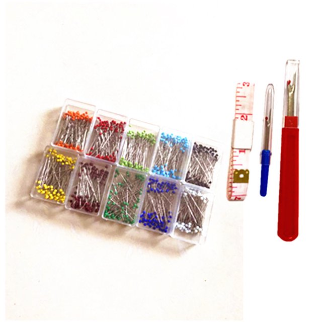 1000 Uds 10 colores alfileres de costura 38mm alfileres de bola de cristal Multicolor con desgarrador de costura y cinta métrica suave para joyería a medida Ormromra HMJM265