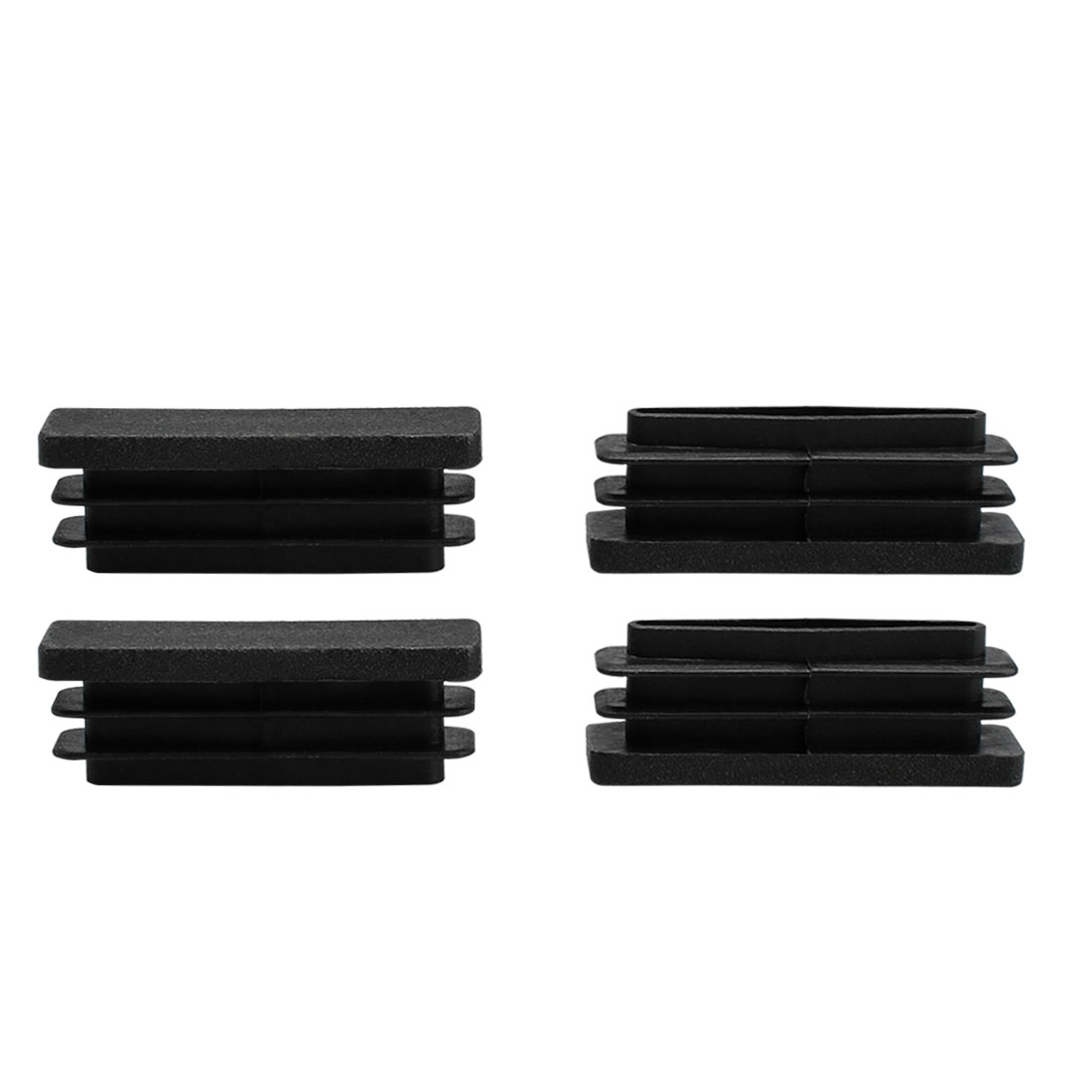 Plastic Rectangle Ribbed Tube Inserts Furniture Glide Chair 4pcs