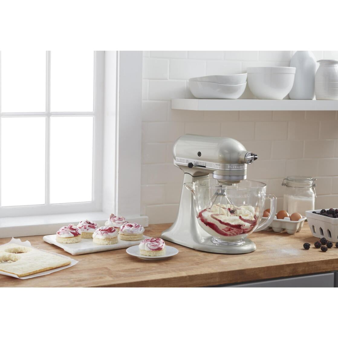 KitchenAid KSM155GBFP Artisan Designer Series Tilt-Head Stand Mixer Frosted  Pearl White KSM155GBFP - Best Buy