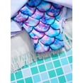 thumbnail image 6 of HULIJA Junior Girls One Piece Swimsuit Fish Scales Printed Bathing Suit Beachwear Swimdress Purple 150, 6 of 7