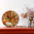 thumbnail image 2 of 10" Artistic Round Wall Decorative Desk Clock Wall Clock Home Decor Background with Pumpkins and Leaves, 2 of 7