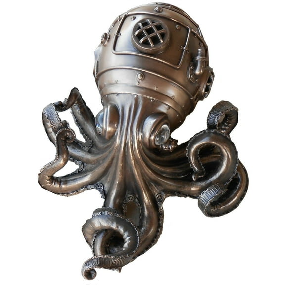 Steampunk Octopus Kraken with Glass Eyes Secret Stash Trinket Box 10.75" L