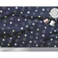 thumbnail image 2 of Soimoi Blue Heavy Satin Fabric Snow Flakes & Star Printed Fabric 1 Yard 54 Inch Wide, 2 of 3
