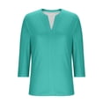 thumbnail image 4 of YHAJDS Women's Casual Tops Solid Color V Neck Quarter Sleeve Fashionable T Shirt Casual Top, 4 of 5