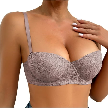 Clearance Under $5 Miqool Women s Sexy Lace Bralettes Demi Half Cup Push Up Bras Low Cut Wireless Bra Plunge T Shirt Everyday Bra with Support
