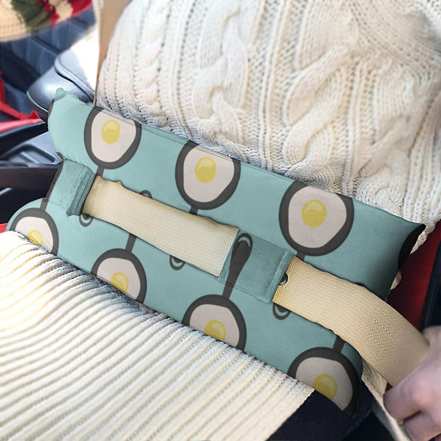 Mastectomy Seat Belt Pillow - Fried Egg Design Post-Surgery Cushion for Breast Cancer & Heart Recovery - Soft Car Comfort for Women