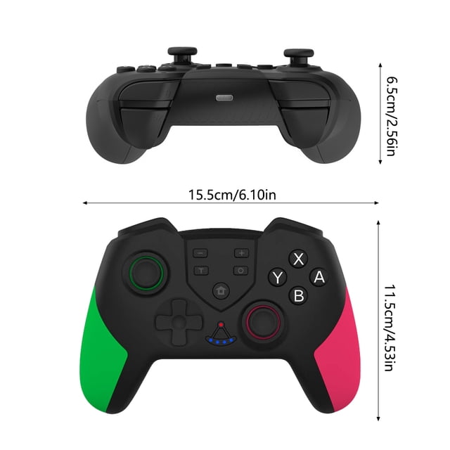 Wireless Gamepad Vibration Joystick Bluetooth-compatible Game Controller Replacement for Nintendo Switch, Green Pink