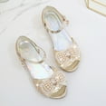 thumbnail image 2 of Gubotare Shoes Kids Girls High Heels Girls Sandals Low Heels Dress Ankle Strap Open Toe for Toddler Little Big Kid (Gold,Big Kids 4), 2 of 6
