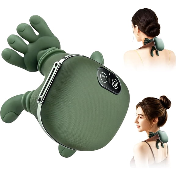 DrVibro Neck Massager, Shiatsu Neck and Back Massager with Heat, 4D Kneading Simulated Human Hand Design Electric Deep Tissue Massage, Portable Body Massager for Shoulder, Pain Relief & Muscle Relax
