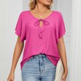 thumbnail image 5 of WIZUTIZ Crop Tops for Women up to 60% Off Oversize Tshirt V-Neck Pure Colour Plus Size Short Sleeve Tops Flowy Ladies Tshirts Lightweight Work Out Blouse Loose Fit Breathable Solid Tee Hot Pink XXL, 5 of 6