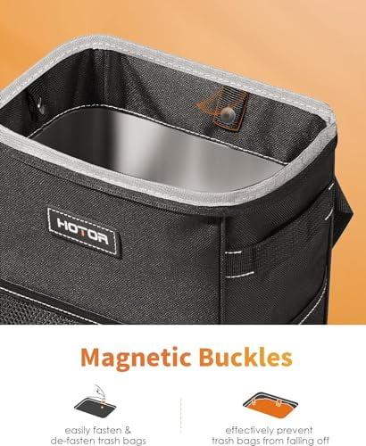 HOTOR Car Trash Can with Lid and Storage Pockets, 100% Leak-Proof Car  Organizer, 