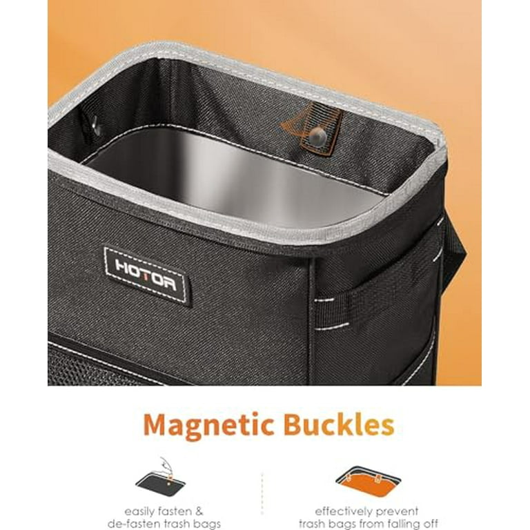 HOTOR Trash Can with Lid and Storage Pockets, 100% Leak-Proof