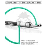 Cavo Chitarra Angolo Retto Mophead 15 Piedi - Jack 1/4 Maschio-maschio, Intrecciato, Verde/bianco, MOP-IC15004