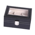 thumbnail image 2 of Caja de almacenamiento para relojes, joyero con 3 ranuras de piel sintética, portátil, cuadrada, elegante, multifuncional, estuche de viaje para reloj, 2 of 9