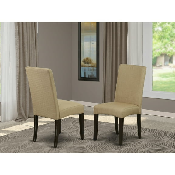 Parson Chair Linen Fabric Accent Chair Cappuccino Finish Elegant Living Room Seating