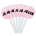 thumbnail image 1 of Jesse Cupcake Picks Toppers - Set of 6 - Pink Speckles, 1 of 1