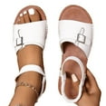 thumbnail image 6 of Women's Sandals Dressy Casual Summer Open Toe Buckle Ankle Strap Espadrilles Flatform Shoes Comfy Wedge Sandal White Women Sandal, 6 of 6