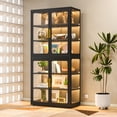thumbnail image 3 of Ero 68" Tall Display Cabinet with Glass Doors and RGB LED Light for Collectibles, Books, Bags, Toys, Glass Display Case, Storage Cabinets, Black, 3 of 9