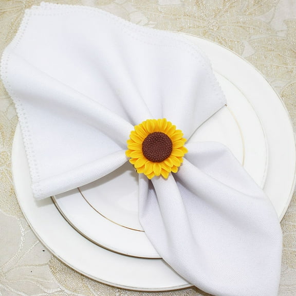 FOMIYES Sunflower Napkin Ring Metal Yellow 4Pcs 1.6x1.6x1.6in