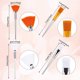 thumbnail image 3 of 14 brochas de abanico, brocha aplicadora de cara, brochas suaves de abanico, brocha aplicadora de ácido, brocha cosmética, aplicador de maquillaje para crema de barro (naranja) TUNC Sencillez, 3 of 5