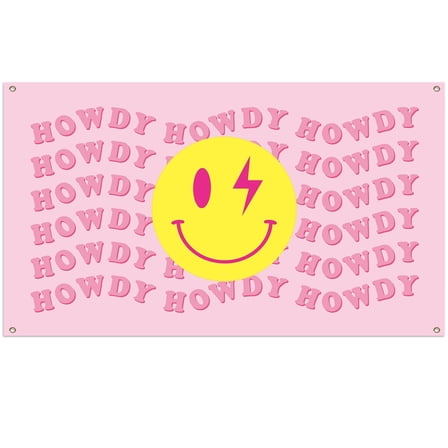 GROBRO7 Preppy Backdrop with Face Sign,Large Polyester Backcloth with Rope for Party Photo Props, Pink