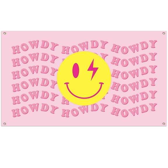 GROBRO7 Preppy Backdrop with Face Sign,Large Polyester Backcloth with Rope for Party Photo Props, Pink