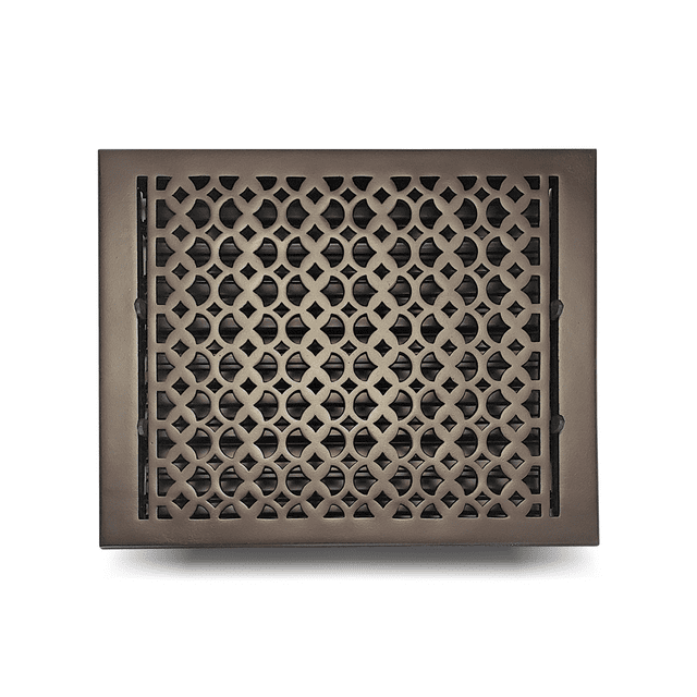 Cast Iron Floor Vent Register 12″ x 14″ – Heavy-Duty Tudor Mushroom Design, Handcrafted Rust-Free Air Vent Cover with Adjustable Damper – Powder Coated Repaintable for Floors & Walls