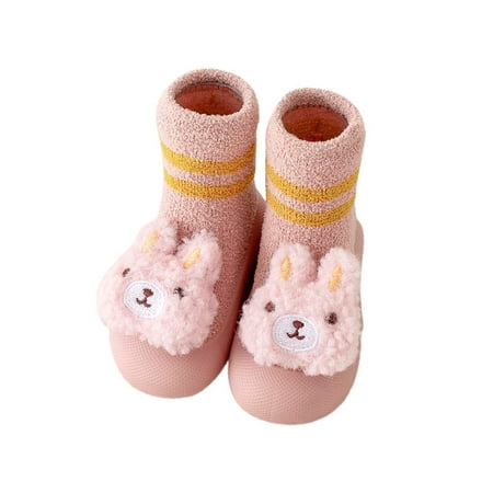 

Yinguo Autumn And Winter Comfortable Baby Toddler Shoes Cute Rabbit Bear Cartoon Children Cotton Warm Breathable Soft Non Slip Floor Pink 23