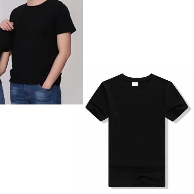 Camiseta ANGGREK Cuello Redondo Algodón Informal Negro Suave para Hombres