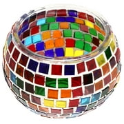 Mosaic Candle Holder Stained Glass Home Decor Office Decore Chic Candlestick Round Stand Container