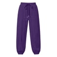 thumbnail image 5 of ZHYou No Boundarie Sweatpants for Women Fleece Multi Vertical Seam Drawstring High Waist Loose Cuffed Leg Joggers with Side Pockets,Purple,Size 2XL, 5 of 6
