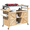 Natural (NO bar stools), variant on Outdoor Kitchen Island, Rolling Bar Cart & Storage Cabinet, Farmhouse Solid Wood Outdoor Grill Table with Stainless Steel Top, Spice Rack , Towel Rack for Kitchen & BBQ , Grey Blue