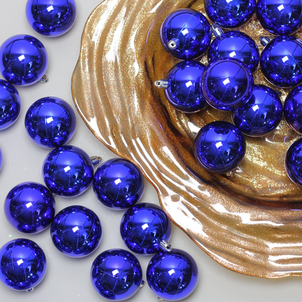 60ct Shiny Royal Blue Shatterproof Christmas Ball Ornaments 2.5" (60mm