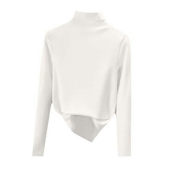 Heisall Women's Base Layer Shirts Semi-High Neck Solid Color Long Sleeve Fashion Layering Tops